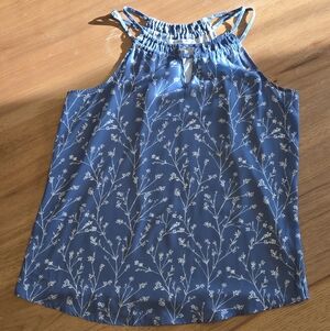 41 Hawthorn Blue Floral Tank Top | Size M | Strappy Halter Neck Blouse
